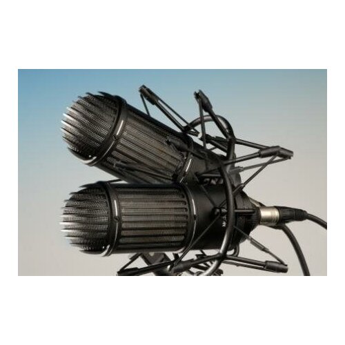 Микрофон ленточный, черный, стереопара, в деревянном футляре, Октава МЛ-52-02-Ч-С-ФДМ1-01