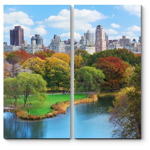 Модульная картина Осеннее озеро в Центральном Парке, Нью-Йорк 150x150
