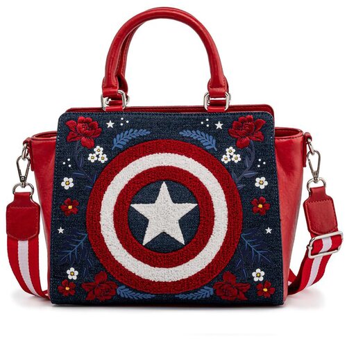 Сумка Loungefly Marvel Captain America 80th Anniversary Floral Sheild Crossbody Bag MVTB0136