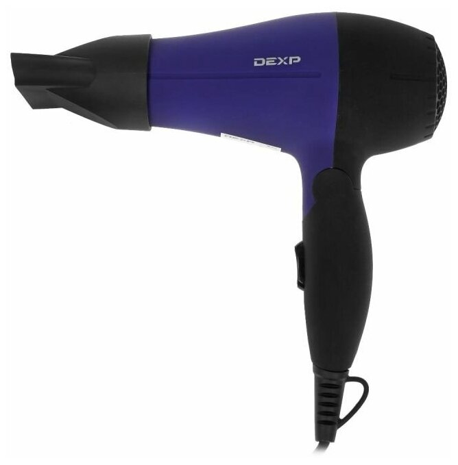Фен для волос DEXP HD-1000 фиолетовый/черный компактный, 1000 Вт, шнур - 1.8 м - фотография № 1