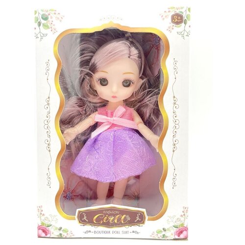 Наша игрушка Кукла 15 см 925-123 фиолетовый/розовый/бежевый