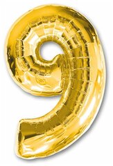 Воздушный шар фольгированный Anagram Цифра 9, золотой, 86 см