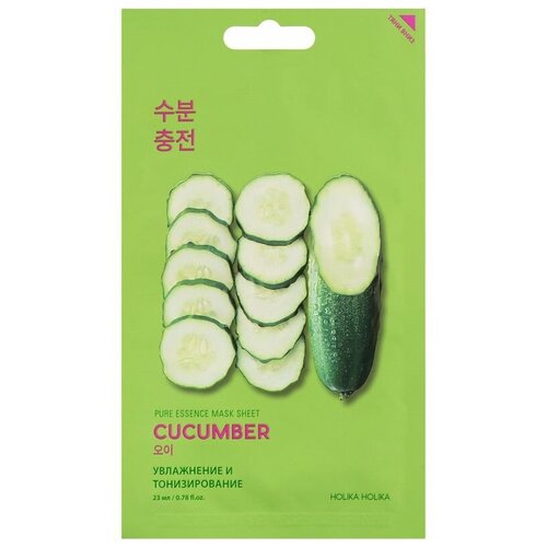 Успокаивающая тканевая маска Pure Essence Mask Sheet Cucumber, огурец