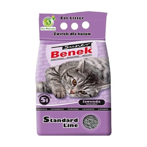 Комкующийся наполнитель Super Benek Стандарт Лаванда, 5л