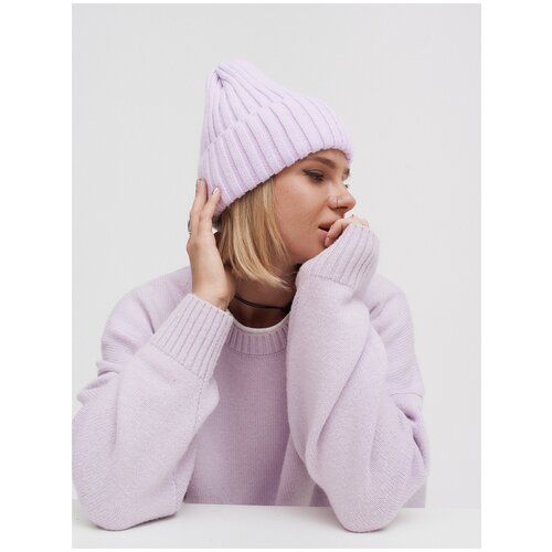 Шапка бини PODSHIVALOV, демисезон/зима, вязаная, размер One size, серый