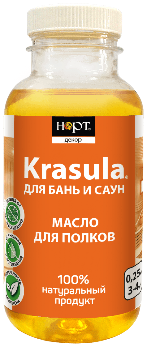 Масло для дерева НОРТ Krasula Красула Масло для бани и сауны для полков 0.25 л.