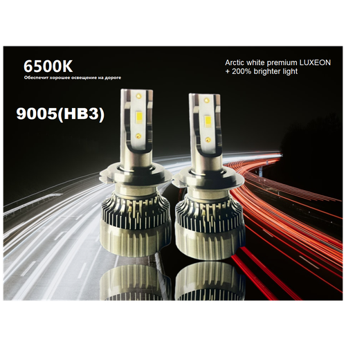 Комплект Светодиодных Ламп Led HB3 универсальные 12в/24в 6500к / с вентилятором охлаждения, автомобильные лампочки, автосвет, LED диоды
