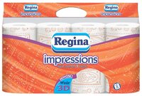 Туалетная бумага Regina Impression с оранжевой 3D декорацией трёхслойная 8 шт.
