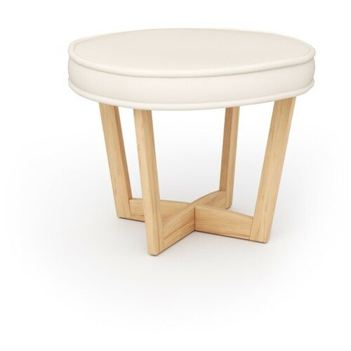 Круглый мягкий пуф Soft Element Вильсон на ножках, в прихожую, пуфик для ног, велюр, кремовый, стиль современный лофт