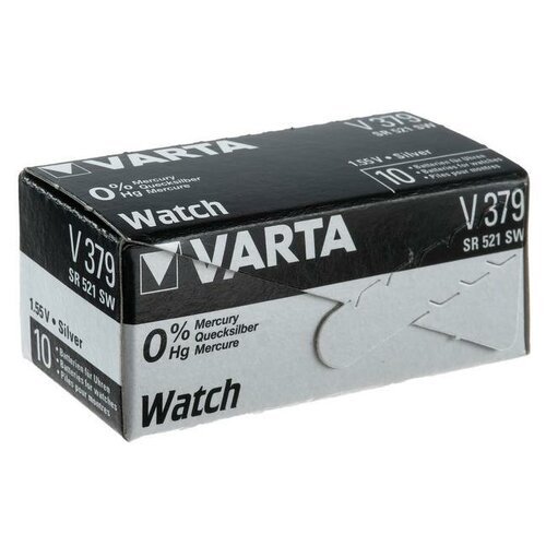 Батарейка цинковая Varta, V379 (SR521SW/SR63/G0)-1BL, 1.55В , блистер, 1 шт. 2pack 20pcs ag0 v379 v520 280 59 gp379 sr63 g0 618 lr521 379 sr521sw d379 alkaline button battery high quality factory price