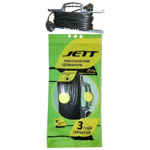 Удлинитель Jett 157-130, 1 розетка, б/з, 10А / 1300 Вт 1 30 м 0.75 м² 270 мм 260 мм в ассортименте удлинитель на рамке длина 30м кабель пвс 2 1 5 30 м модель джетт 1 электрический сетевой садовы