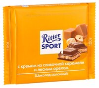 Шоколад Ritter Sport молочный с карамелью и лесным орехом, 100 г