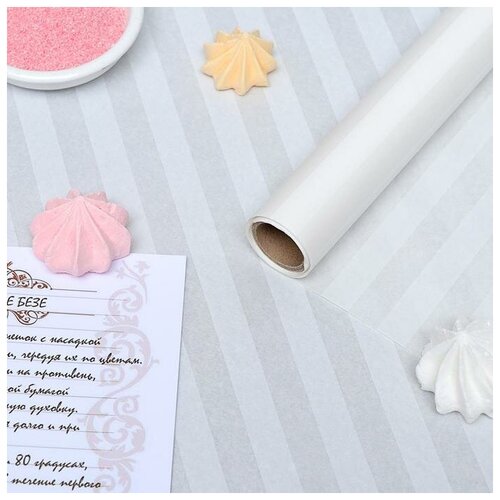 Выручалочка Бумага силиконизированная «Полоски», белые, для выпечки, 0,38 х 5 м