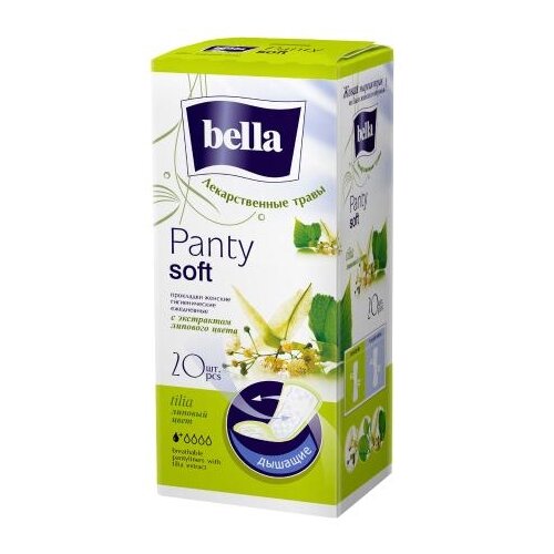 Bella прокладки ежедневные Panty soft tilia, 1 капля, 20 шт., белый прокладки bella panty soft herbs tilia с экстрактом липового цвета ежедневные 40 шт