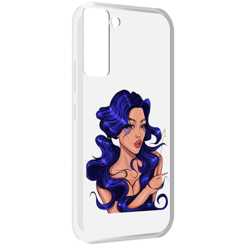 Чехол MyPads красивая-девушка-с-синими-волосами женский для Tecno Pop 5 LTE / Pop 5 Pro задняя-панель-накладка-бампер