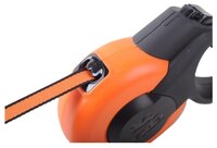 Поводок-рулетка для собак Fida Mars ленточная (M) черный/оранжевый 5 м