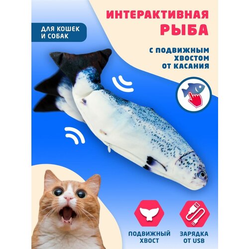 Интерактивная игрушка-рыба для кошек и собак, подвижная рыба для котят и котов,развивающая игрушка для животных с моторчиком