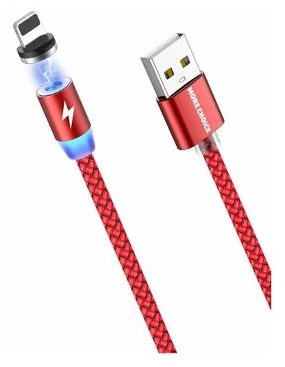 Кабель интерфейсный More Choice Smart USB 2.4A для Lightning 8-pin Magnetic нейлон 1м Red - фото №10