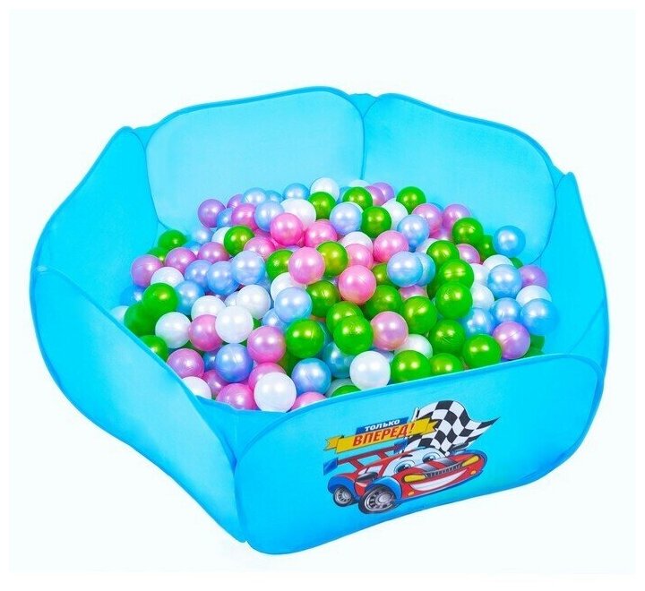 Шарики для сухого бассейна Перламутровые, диаметр шара 7,5 см, набор 100 штук, цвет розовый, голубой, белый, зелёный