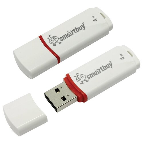 Память Smart Buy "Crown" 4GB, USB 2.0 Flash Drive, белый - 3 шт.