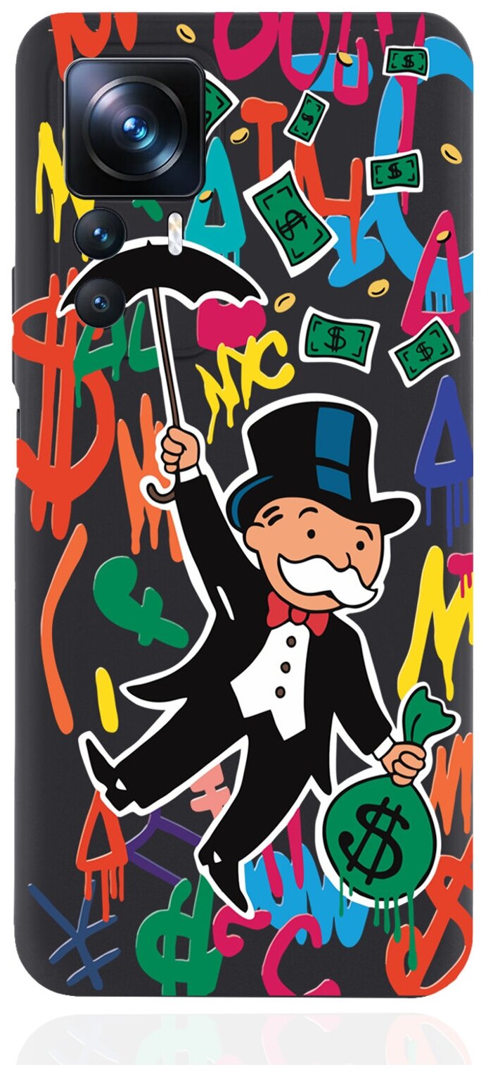 Черный силиконовый чехол MustHaveCase для Xiaomi 12T Rich uncle PennyBags/ Богатенький дядюшка толстосум