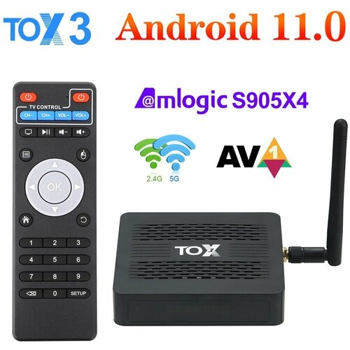 Комплект: TOX3 4/32 Amlogic S905X4 Android 11 Ревизия-2 + голосовая аэромышь G20 BTS с подсветкой и с Bluetooth