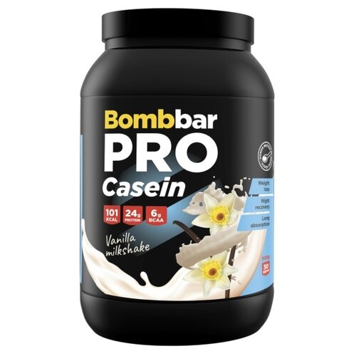 Протеин BOMBBAR PRO Casein, 900 гр., ванильный милкшейк протеин bombbar pro casein 900 гр клубничный милкшейк