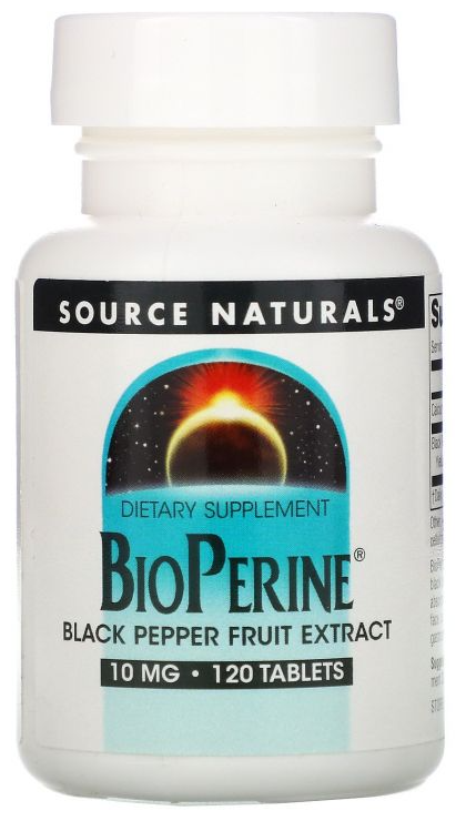 Таблетки Source Naturals BioPerine, 10 мг, 120 шт.