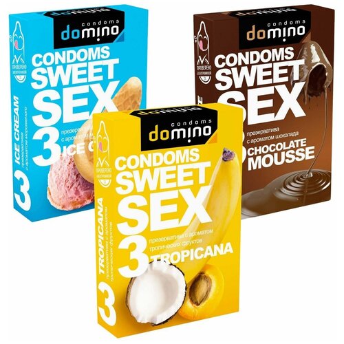 Презервативы ароматизированные DOMINO Sweet Sex, 3 упаковки, 9 шт.