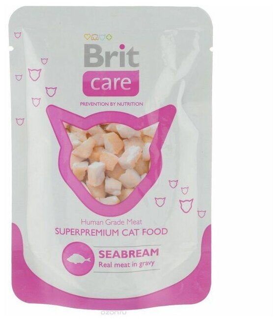 Влажный корм для кошек Brit Care, с морским лещом 80 г (кусочки в соусе) - фотография № 6