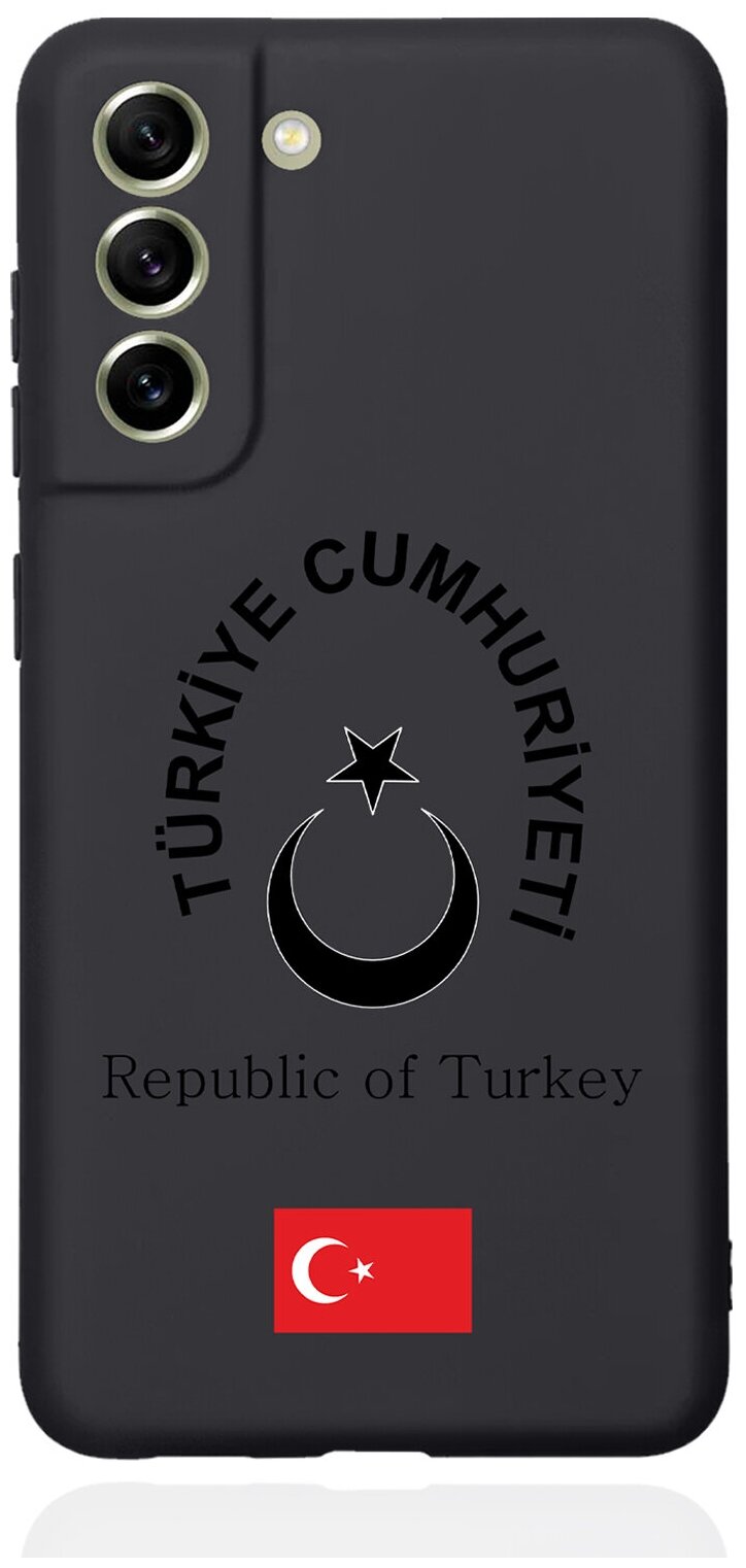 Черный силиконовый чехол для Samsung Galaxy S21 FE Черный лаковый Герб Турции