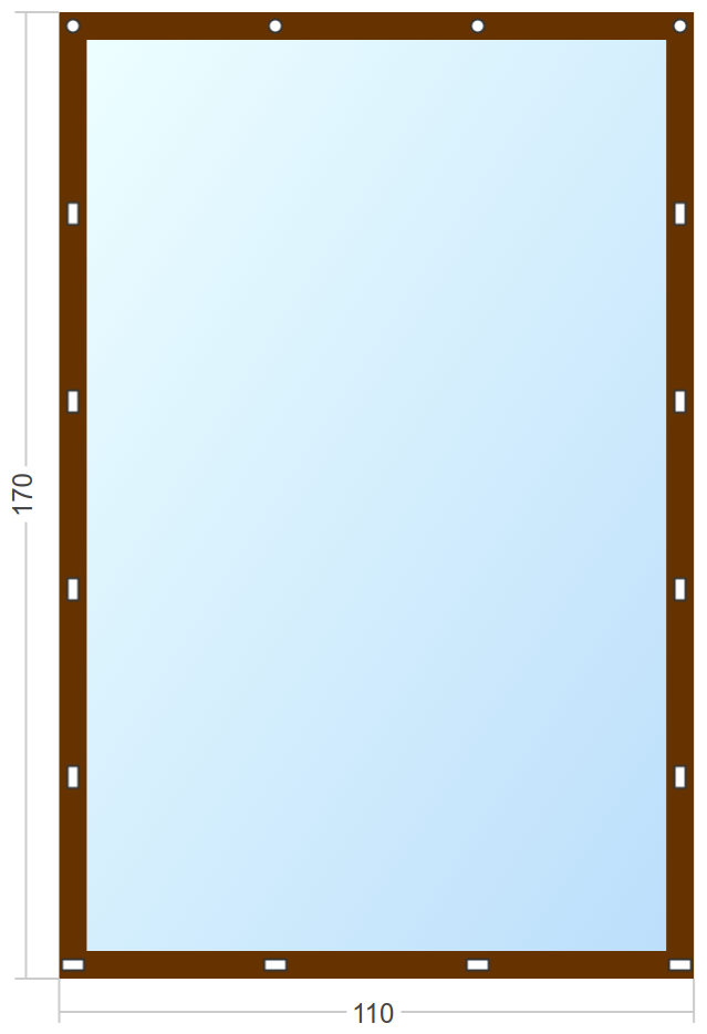 Мягкое окно Софтокна 110х170 см, Прозрачная пленка 0,7мм, Скоба-ремешок, Коричневая окантовка, Комплект для установки - фотография № 3