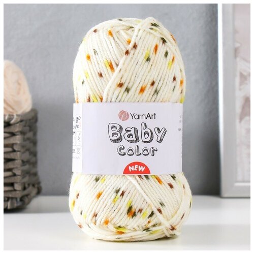 Пряжа Baby color 100% акрил 150м/50гр (206 молочн-оранж/крап)