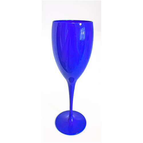 Многоразовый пластиковый бокал для шампанского синий.