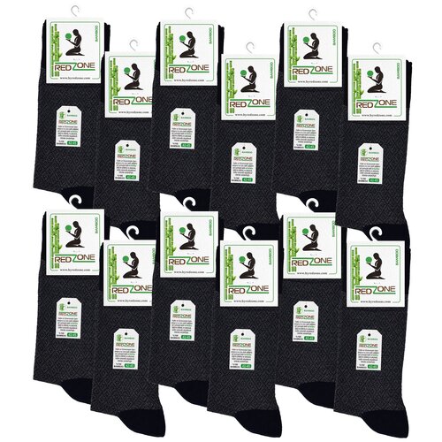 фото Носки redzone мужские, комплект носков - 12 пар, бамбук, темно-серые, рисунок - "ромб" черная резинка, р. 42-45