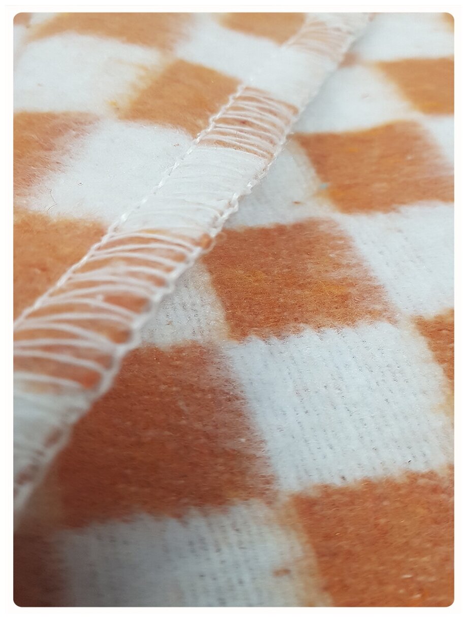 Одеяло байковое 1,5 спальное 140х205 см (оранжевая клетка) - фотография № 3