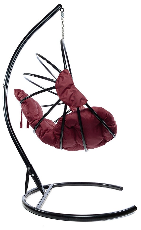 Подвесное кресло M-Group веер, разборный чёрный, бордовая подушка - фотография № 12