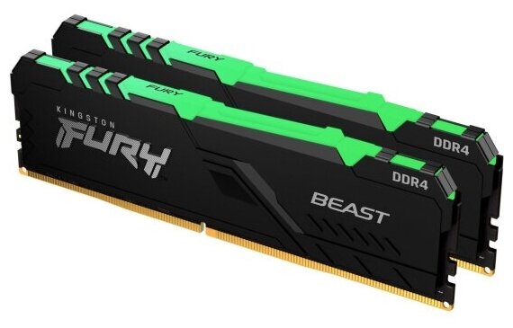 Оперативная память Kingston DDR4 32Gb (2x16Gb) 3200 MHz pc-25600 FURY Beast RGB Black (KF432C16BBAK2/32)