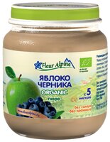 Пюре Fleur Alpine яблоко и черника (с 5 месяцев) стеклянная банка 125 г, 1 шт.