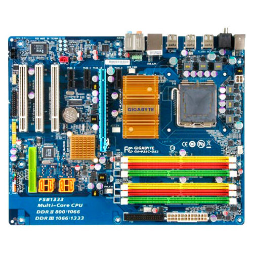 Комплект GIGABYTE GA-P35C-DS3/Intel Core Duo E6550 без ОЗУ, б/у