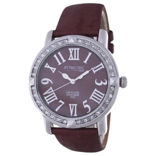 женские серебряные часы лайма 97106 315 Наручные часы Q&Q, коричневый