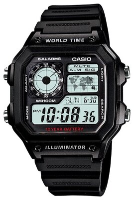 Наручные часы CASIO Collection AE-1200WH-1A, черный, зеленый