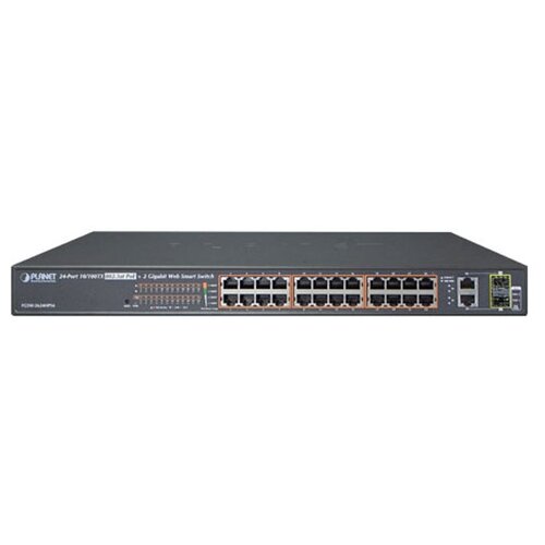 PLANET 24-Port 10100TX 8023at High Power POE 2-Port Gigabit TPSFP Combo Managed Ethernet Switch 220W 4373200₽