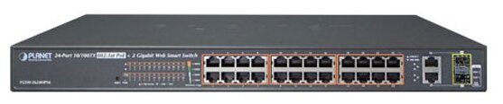 PLANET 24-Port 10/100TX 802.3at High Power POE + 2-Port Gigabit TP/SFP Combo Managed Ethernet Switch (220W)