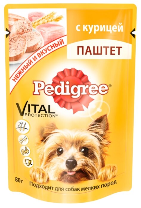 Pedigree (0.08 кг) 1 шт. Для взрослых собак мелких пород с курицей паштет