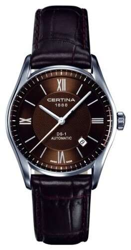 Наручные часы Certina DS-1, серебряный, коричневый