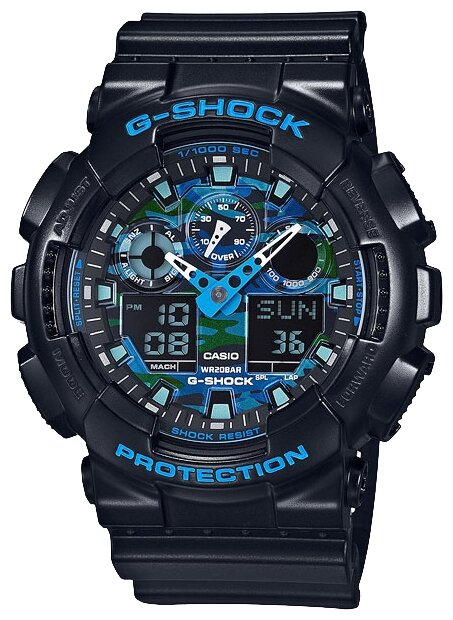 Наручные часы CASIO G-Shock GA-100CB-1A, черный, синий