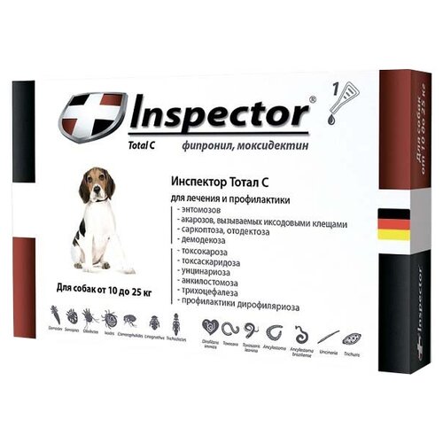 Inspector Total C Капли от блох, клещей и гельминтов для собак от 10 до 25 кг