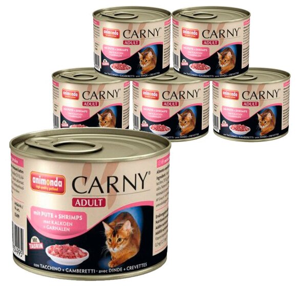 Корм для кошек ANIMONDA Carny Adult индейка, креветки конс. 200г (упаковка - 6 шт) - фотография № 1