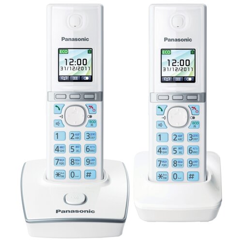 Радиотелефон Panasonic KX-TG8052 белый радиотелефон panasonic kx tg2521rut память 50 номеров аон повтор автоответчик титановый